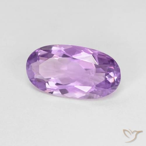 Amatista Violeta rosáceo claro natural de 2.51 ct, Ovalada, VS