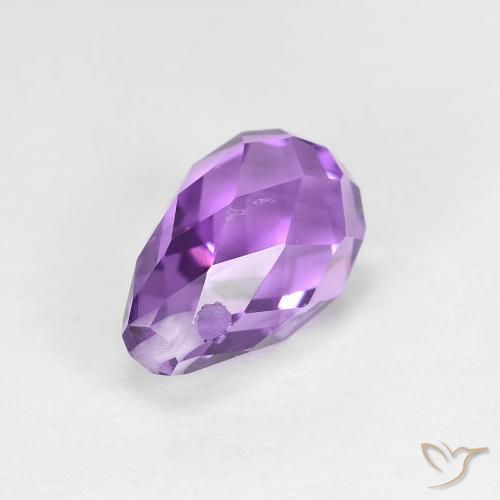 Amatista Violeta púrpura natural de 2.58 ct, Corte Briolette, VS