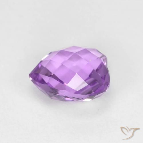 Amatista Violeta rosado medio natural de 1.85 ct, Corazón, VVS