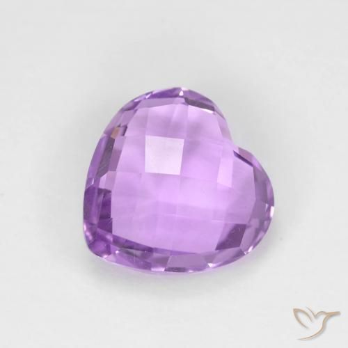 Amatista Violeta rosado medio natural de 1.87 ct, Corazón, VVS