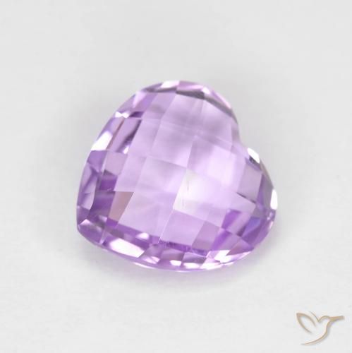Amatista Violeta rosado medio natural de 1.87 ct, Corazón, VVS