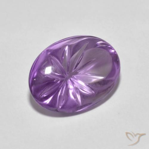 Amatista Violeta medio natural de 4.25 ct, Ovalada, Transparente