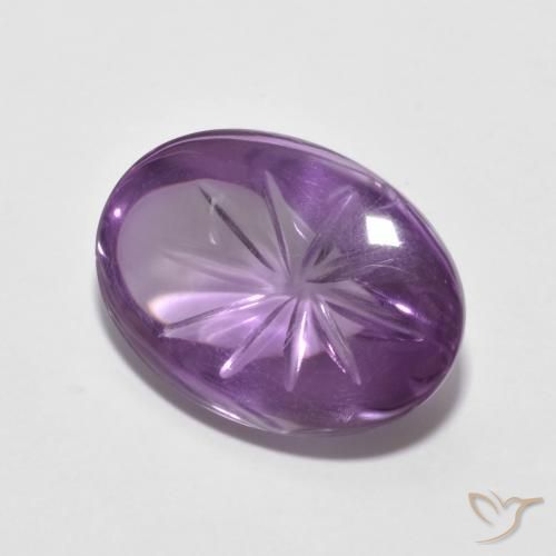 Amatista Violeta medio natural de 5.68 ct, Ovalada, Transparente