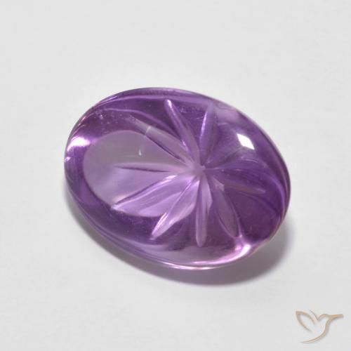 Amatista Violeta medio natural de 6.80 ct, Ovalada, Transparente