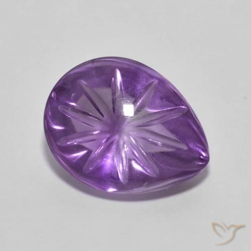 Amatista Violeta vívido natural de 4.35 ct, En forma de pera, Transparente