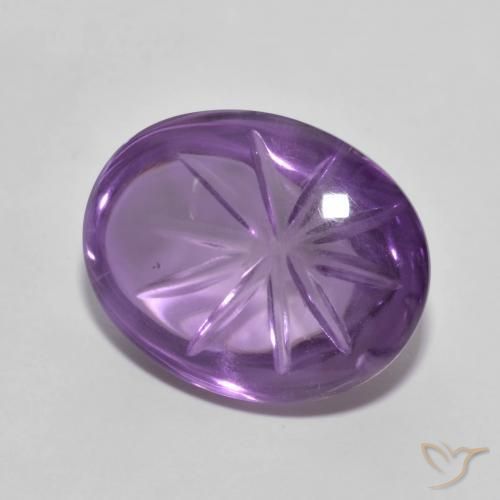 Amatista Violeta medio natural de 9.42 ct, Ovalada, Transparente