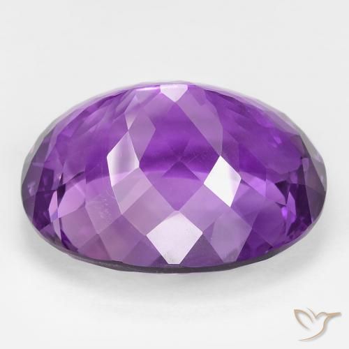 Amatista Violeta vívido natural de 39.31 ct, Ovalada, VVS-VS
