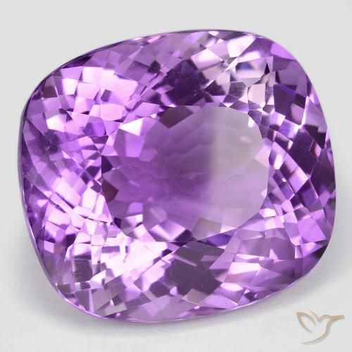 Amatista Violeta medio natural de 54.24 ct, Forma Cojín, VVS-VS