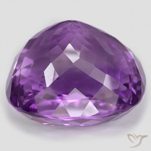 Amatista Violeta púrpura medio natural de 95.38 ct, Forma Cojín, VS