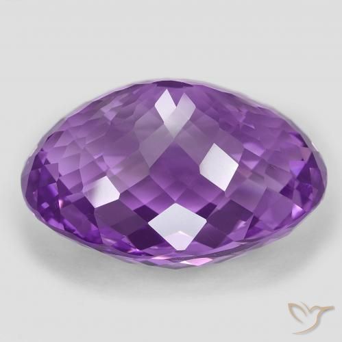 Amatista Violeta púrpura medio natural de 59.13 ct, Ovalada, VVS-VS