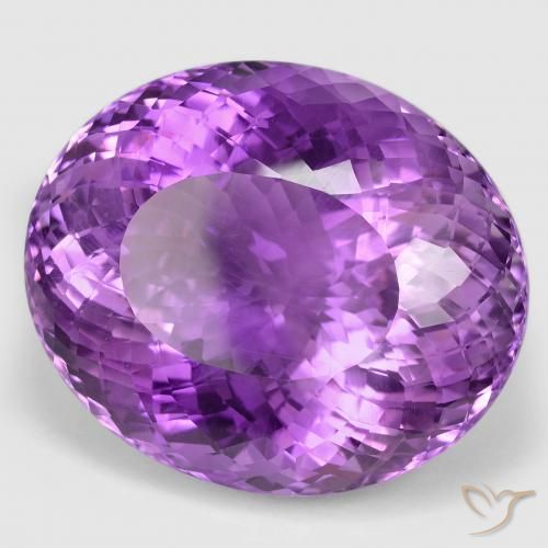 Amatista Violeta rosado vívido natural de 82.49 ct, Ovalada, VVS