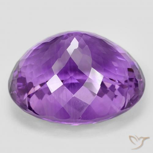 Amatista Violeta medio natural de 61.12 ct, Ovalada, VVS