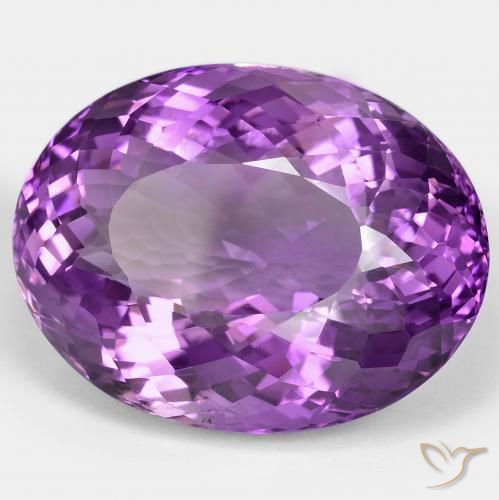 Amatista Violeta rosado vívido natural de 85.07 ct, Ovalada, VVS-VS