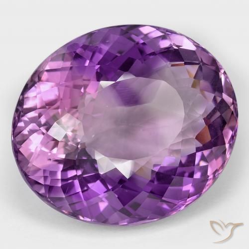 Amatista Violeta rosado vívido natural de 82.02 ct, Ovalada, VVS
