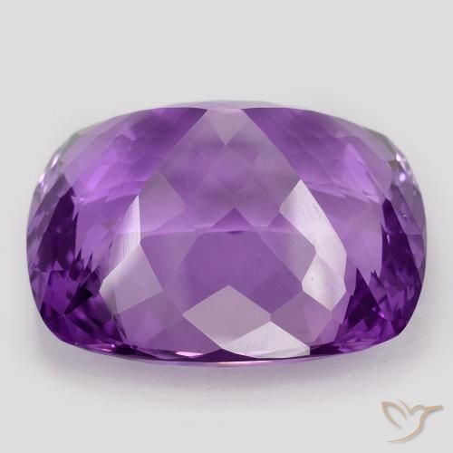 Amatista Violeta intenso natural de 55.74 ct, Forma Cojín, VVS