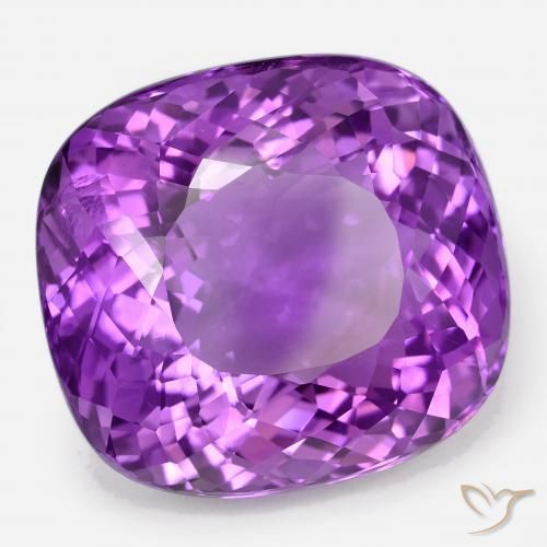 Amatista violeta vívido natural de 64,00 ct, corte cojín, VVS
