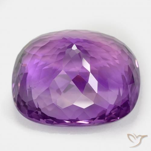 Amatista violeta vívido natural de 64,00 ct, corte cojín, VVS