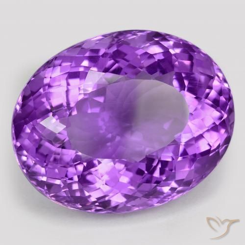 Amatista Violeta vívido natural de 75.75 ct, Ovalada, VVS