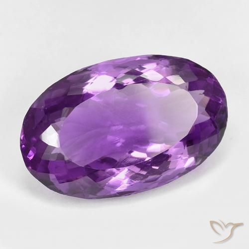 Amatista Violeta medio natural de 18.70 ct, Ovalada, VVS-VS