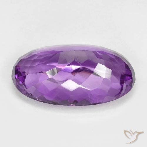 Amatista Violeta medio natural de 18.70 ct, Ovalada, VVS-VS