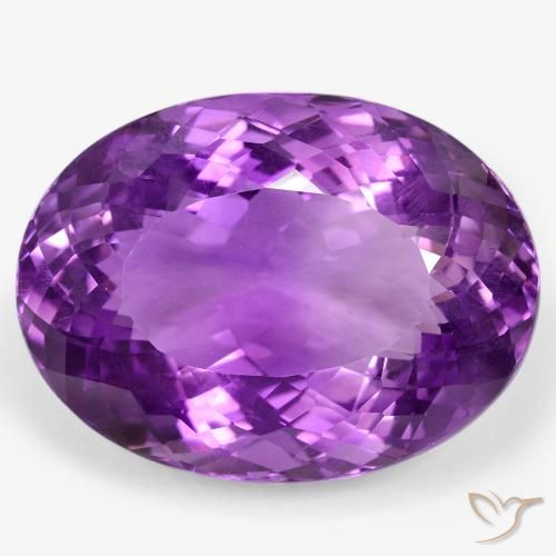 Amatista violeta vívido natural de 105,63 ct, corte óvalo, VVS