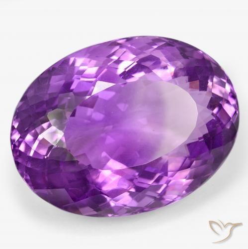 Amatista violeta vívido natural de 105,63 ct, corte óvalo, VVS
