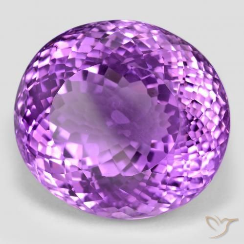 Amatista Violeta púrpura medio natural de 81.18 ct, Ovalada, VVS-VS