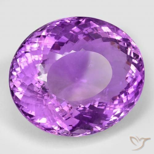 Amatista Violeta púrpura medio natural de 96.04 ct, Ovalada, VVS-VS