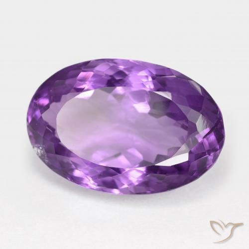 Amatista Violeta medio natural de 15.45 ct, Ovalada, VS