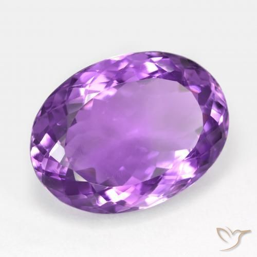 Amatista Violeta intenso natural de 15.41 ct, Ovalada, VS