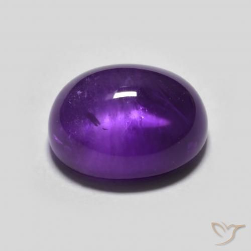 Amatista Violeta vívido natural de 4.17 ct, Ovalada, Transparente