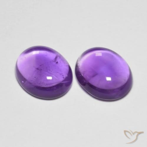 Gemas de Amatista Violeta púrpura medio natural de 6.84 ct, Ovalada, Transparente
