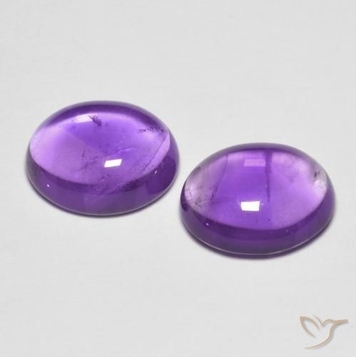 Gemas de Amatista Violeta púrpura medio natural de 6.84 ct, Ovalada, Transparente