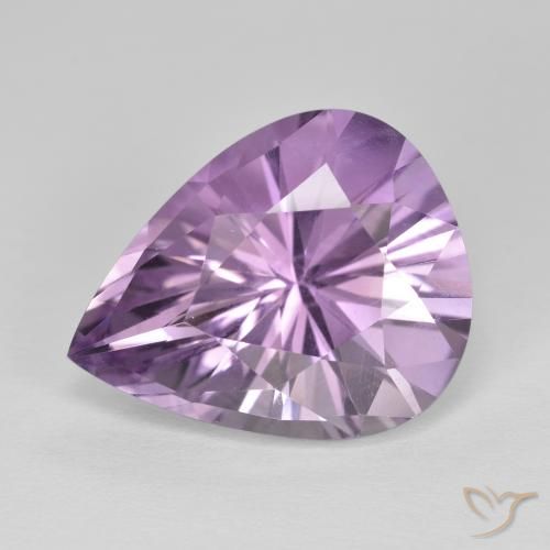 7.77ct Natural Violeta grisáceo claro Amatista, En forma de pera, VVS