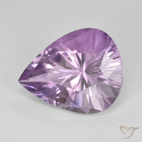 Amatista Violeta grisáceo claro natural de 7.77 ct, En forma de pera, VVS