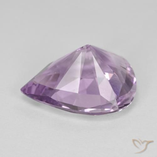 Amatista Violeta grisáceo claro natural de 7.77 ct, En forma de pera, VVS