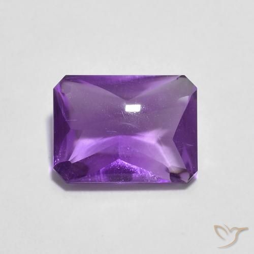 1.34ct Natural Medium Dark-Violet Amatista, corte esmeralda, Transparente