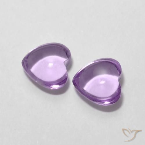 Gemas de Amatista Violeta rosáceo medio natural de 1.66 ct, Corazón, Transparente