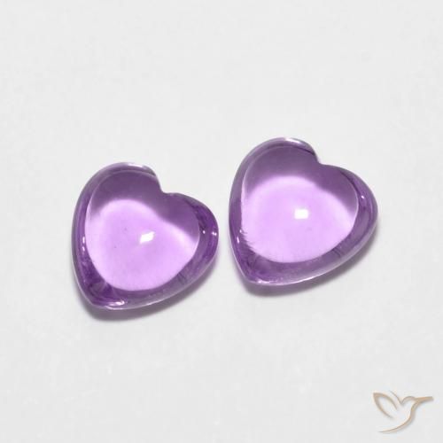 Gemas de Amatista Violeta rosado natural de 1.62 ct, Corazón, Transparente