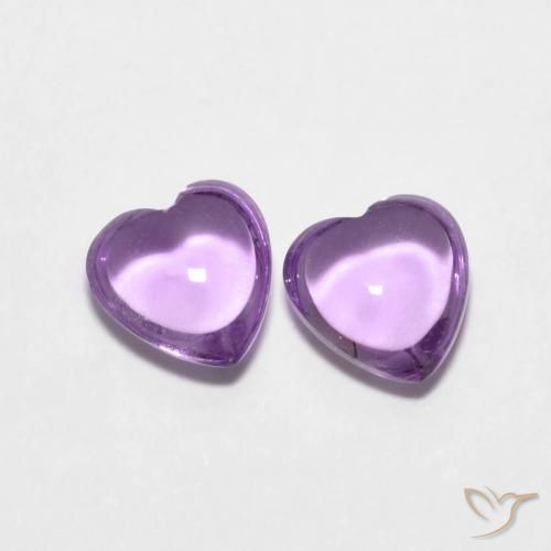 Gemas de Amatista Violeta rosado natural de 1.74 ct, Corazón, Transparente