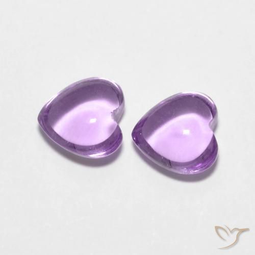 Gemas de Amatista Violeta rosado natural de 1.74 ct, Corazón, Transparente