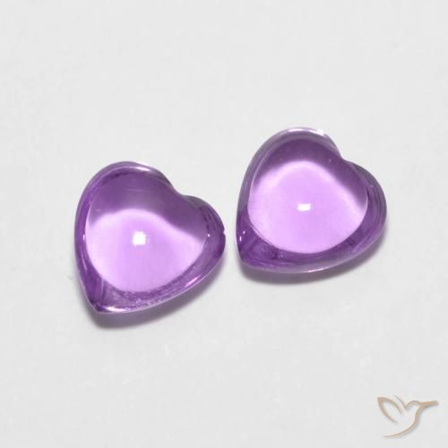 Gemas de Amatista Violeta rosado natural de 1.69 ct, Corazón, Transparente