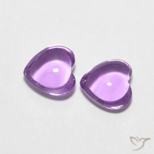 Gemas de Amatista Violeta rosado natural de 1.69 ct, Corazón, Transparente