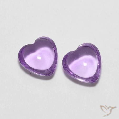 Gemas de Amatista Violeta medio natural de 1.69 ct, Corazón, Transparente