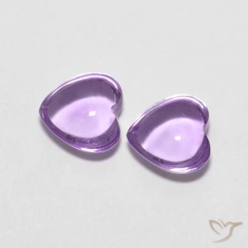 Gemas de Amatista Violeta medio natural de 1.69 ct, Corazón, Transparente