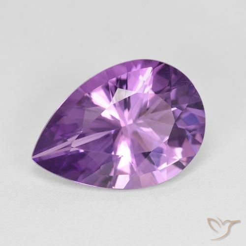 Amatista Violeta medio claro natural de 4.47 ct, En forma de pera, VVS