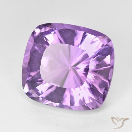 Amatista Violeta rosáceo medio natural de 8.55 ct, Forma Cojín, VVS