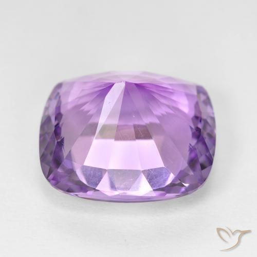 Amatista Violeta rosáceo medio natural de 8.55 ct, Forma Cojín, VVS
