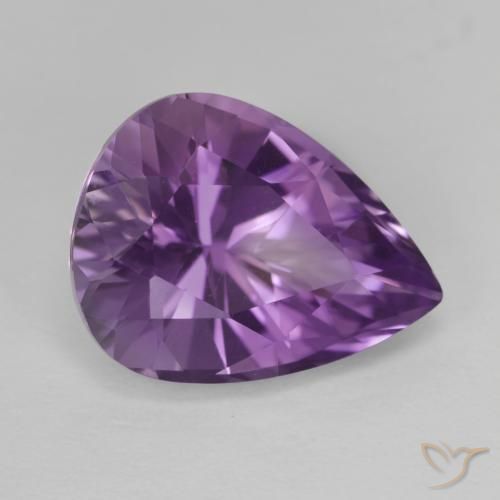 Amatista Medium Light Purplish-Violet natural de 4.74 ct, En forma de pera, VVS