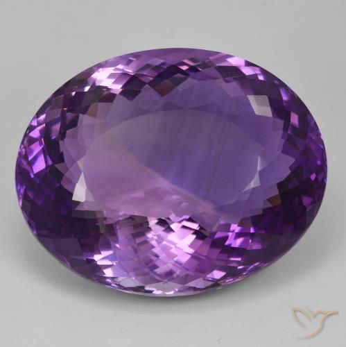 Amatista Violeta rosado medio natural de 93.86 ct, Ovalada, IF